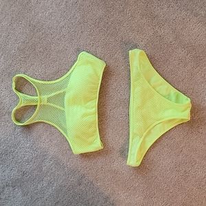 Victoria's Secret Neon Yellow High Neck Bikini
